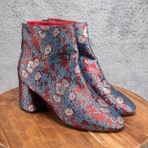 Gianni Bini Catalano Brocade Floral Jacquard Booties Embroidered Festival Sz 9M